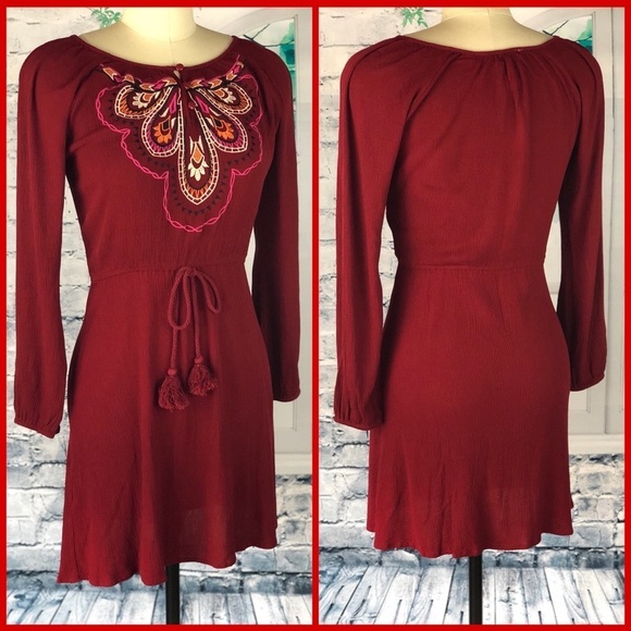 Flying Tomato Dresses & Skirts - Flying Tomato Red Dress with Embroidered Front